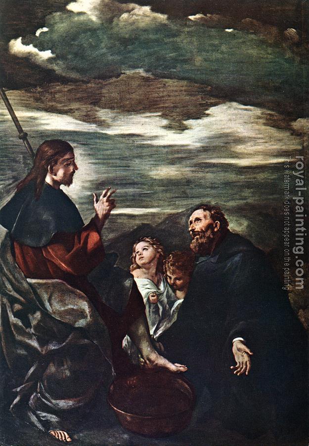 Guercino : St Augustine Washing the Feet of the Redeemer